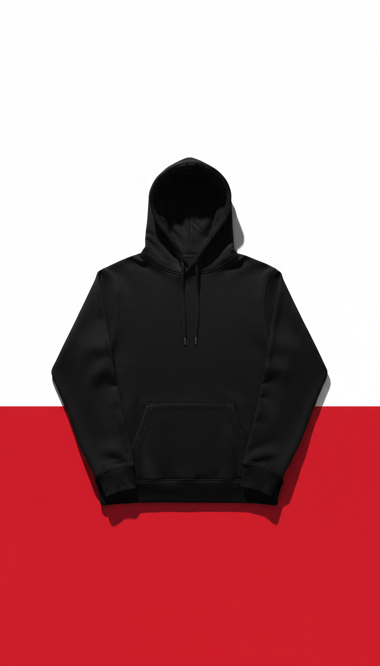 Black Minimalist Cotton Hoodie